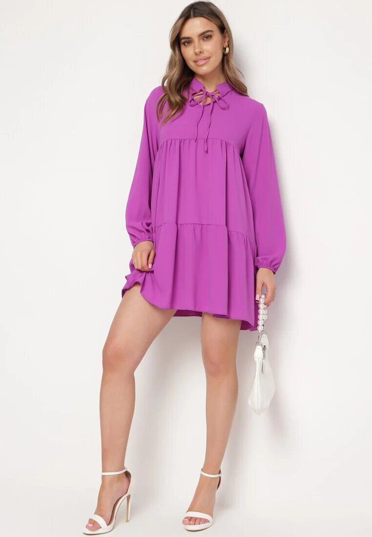 lily rose Rochie Fiolet Evazată cu Volan Uxaria