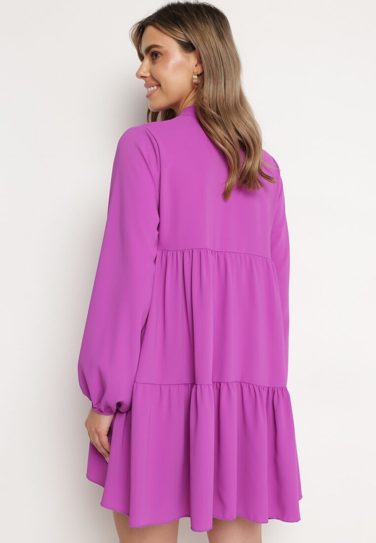 lily rose Rochie Fiolet Evazată cu Volan Uxaria