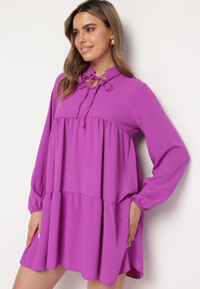 lily rose Rochie Fiolet Evazată cu Volan Uxaria