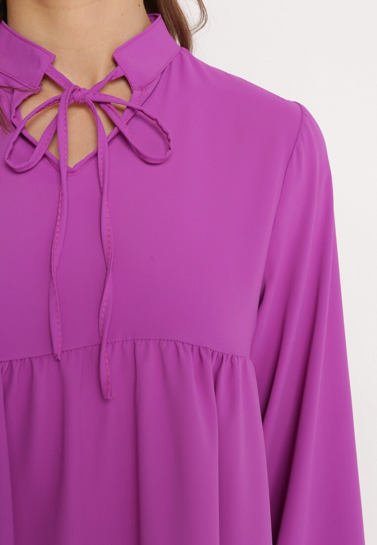 lily rose Rochie Fiolet Evazată cu Volan Uxaria