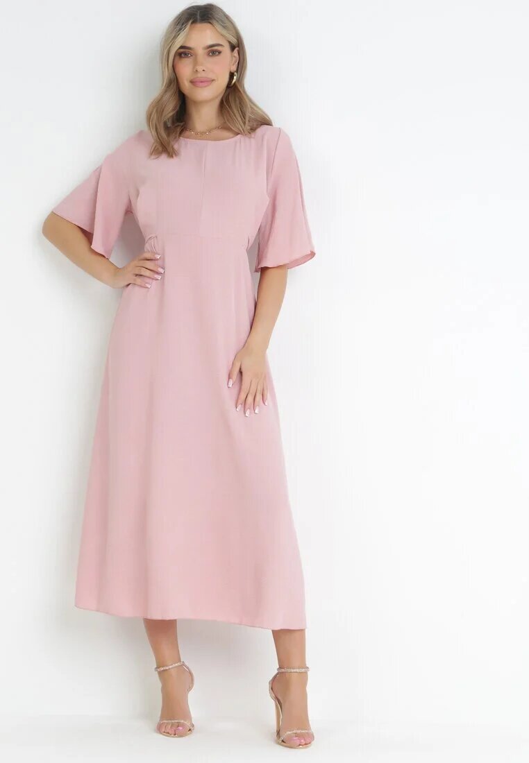 lily rose Rochie Maxi Roz deschis cu Legătură decorativă și cu talie elastică Myrcella