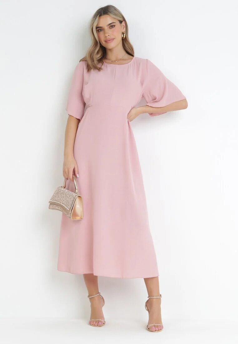 lily rose Rochie Maxi Roz deschis cu Legătură decorativă și cu talie elastică Myrcella
