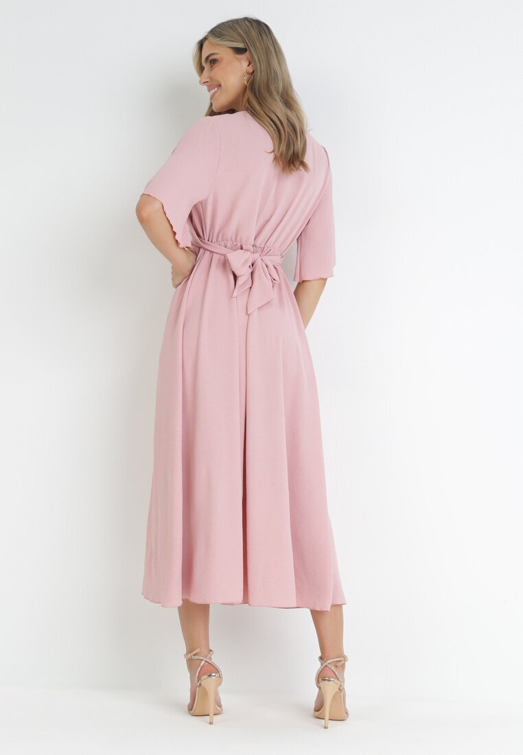 lily rose Rochie Maxi Roz deschis cu Legătură decorativă și cu talie elastică Myrcella