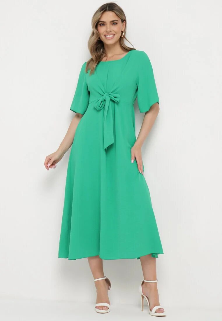 lily rose Rochie Maxi Verde închis cu Legătură decorativă și Elastic în talie Myrcella