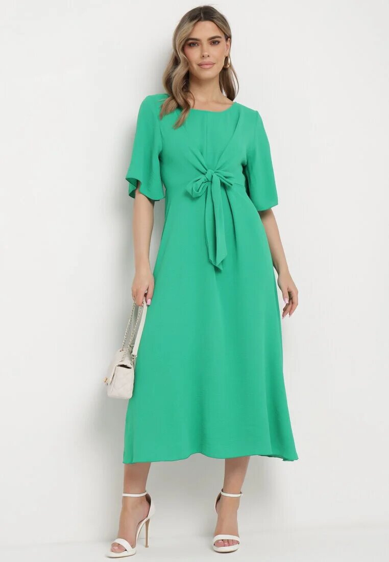 lily rose Rochie Maxi Verde închis cu Legătură decorativă și Elastic în talie Myrcella
