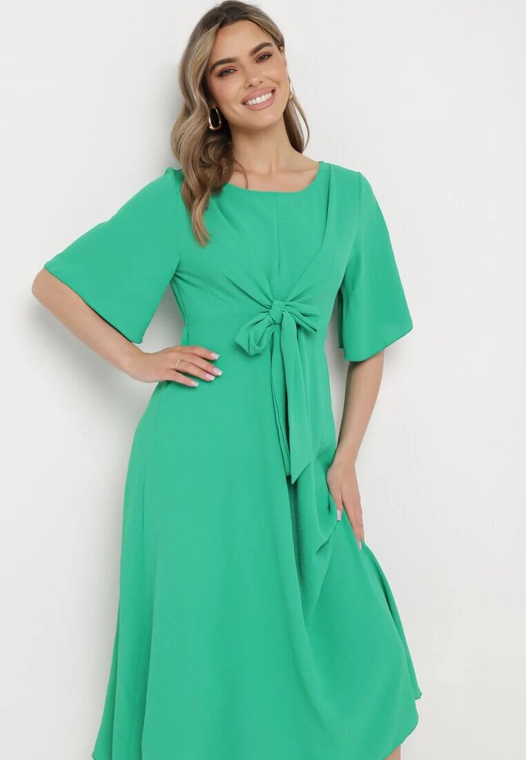 lily rose Rochie Maxi Verde închis cu Legătură decorativă și Elastic în talie Myrcella