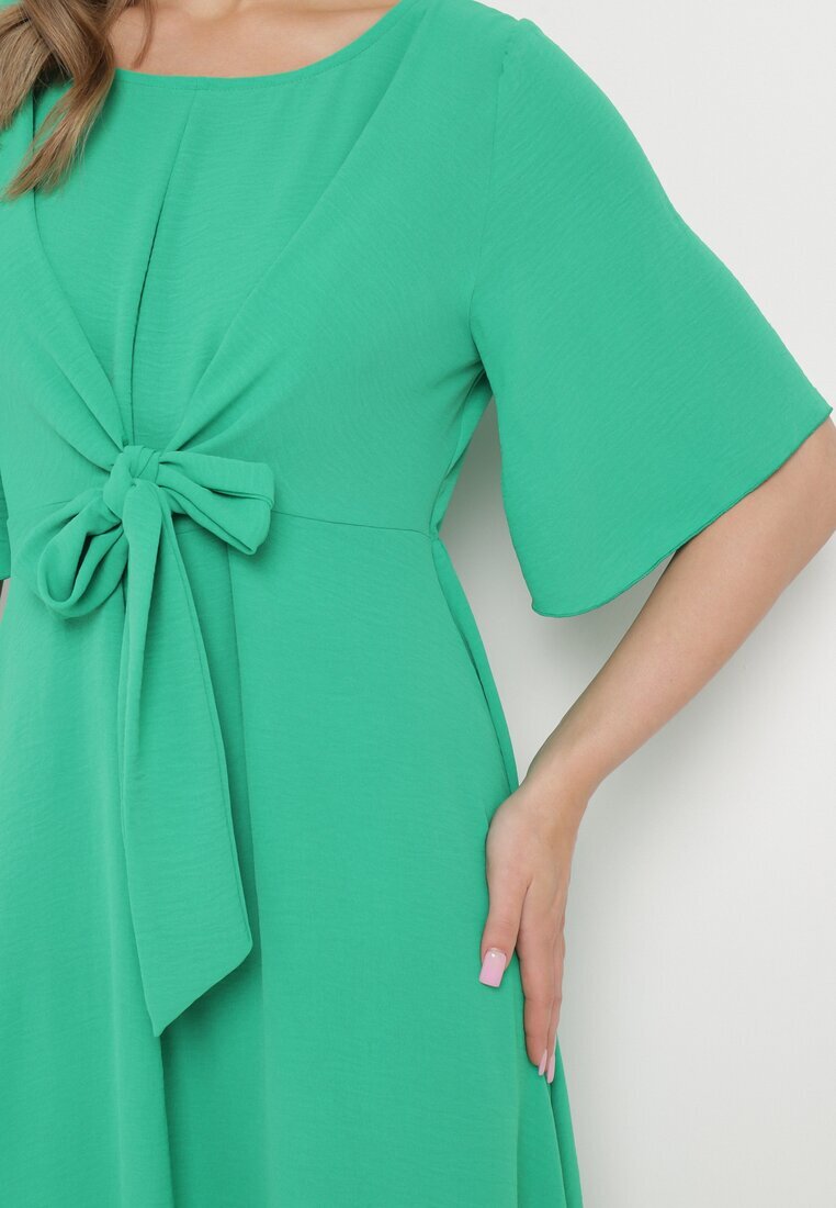 lily rose Rochie Maxi Verde închis cu Legătură decorativă și Elastic în talie Myrcella