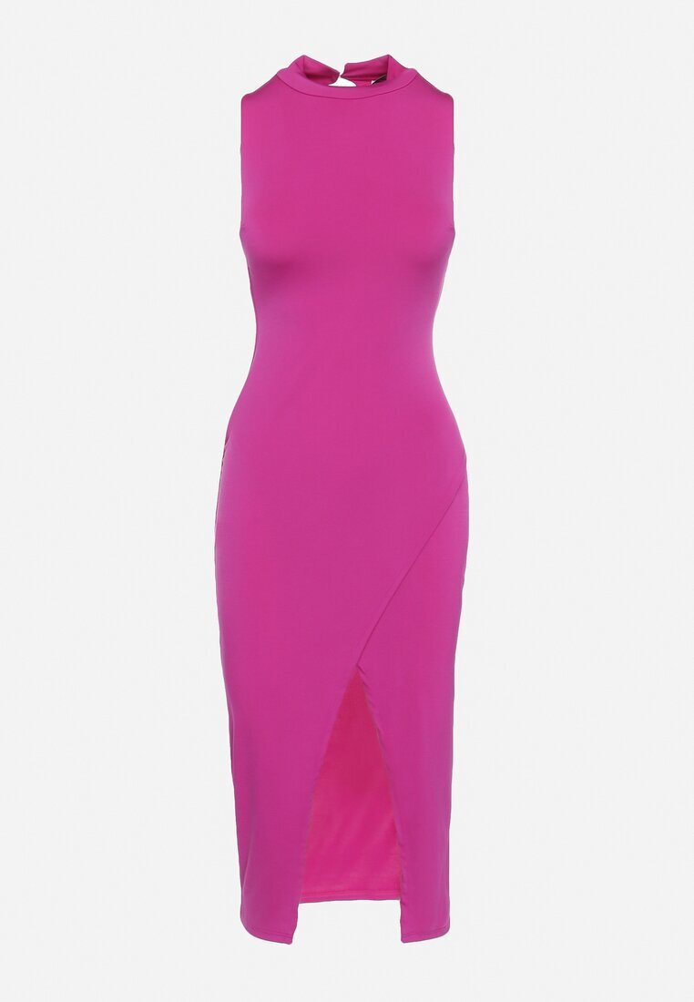 lily rose Rochie mov cu guler semi-înalt cu crăpătură pe față Aelwyn