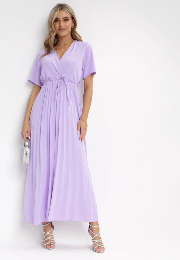 lily rose Rochie Mov Plisată Maxi cu Curea legată Dianiza
