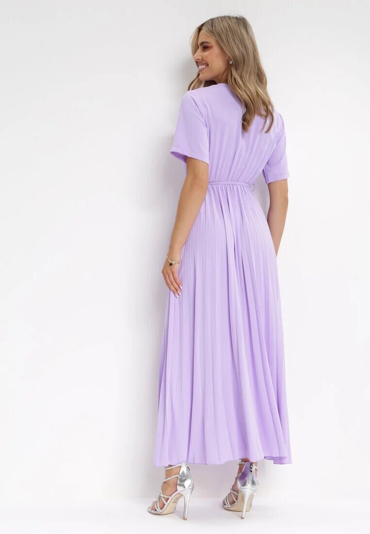 lily rose Rochie Mov Plisată Maxi cu Curea legată Dianiza