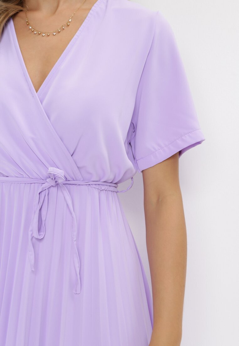 lily rose Rochie Mov Plisată Maxi cu Curea legată Dianiza