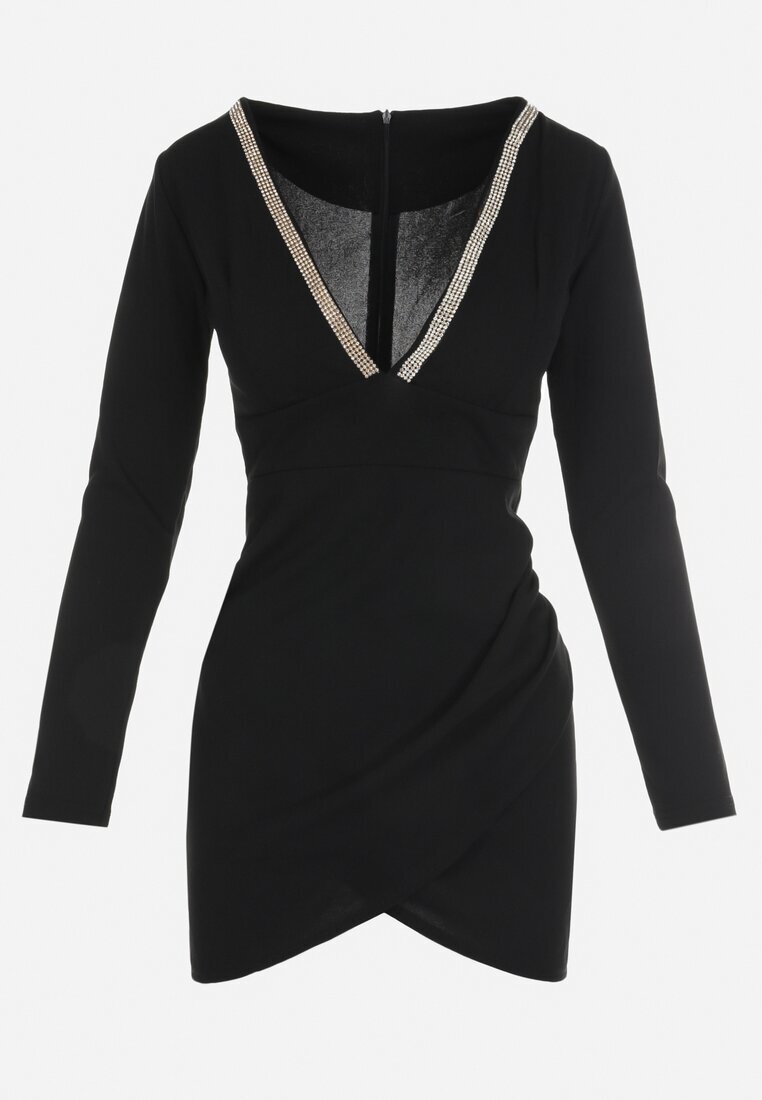 lily rose Rochie Neagră Cambrată cu Cirkonii Dennie