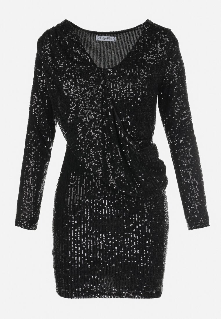 lily rose Rochie neagră mini cu paiete cu elastic în talie Colke