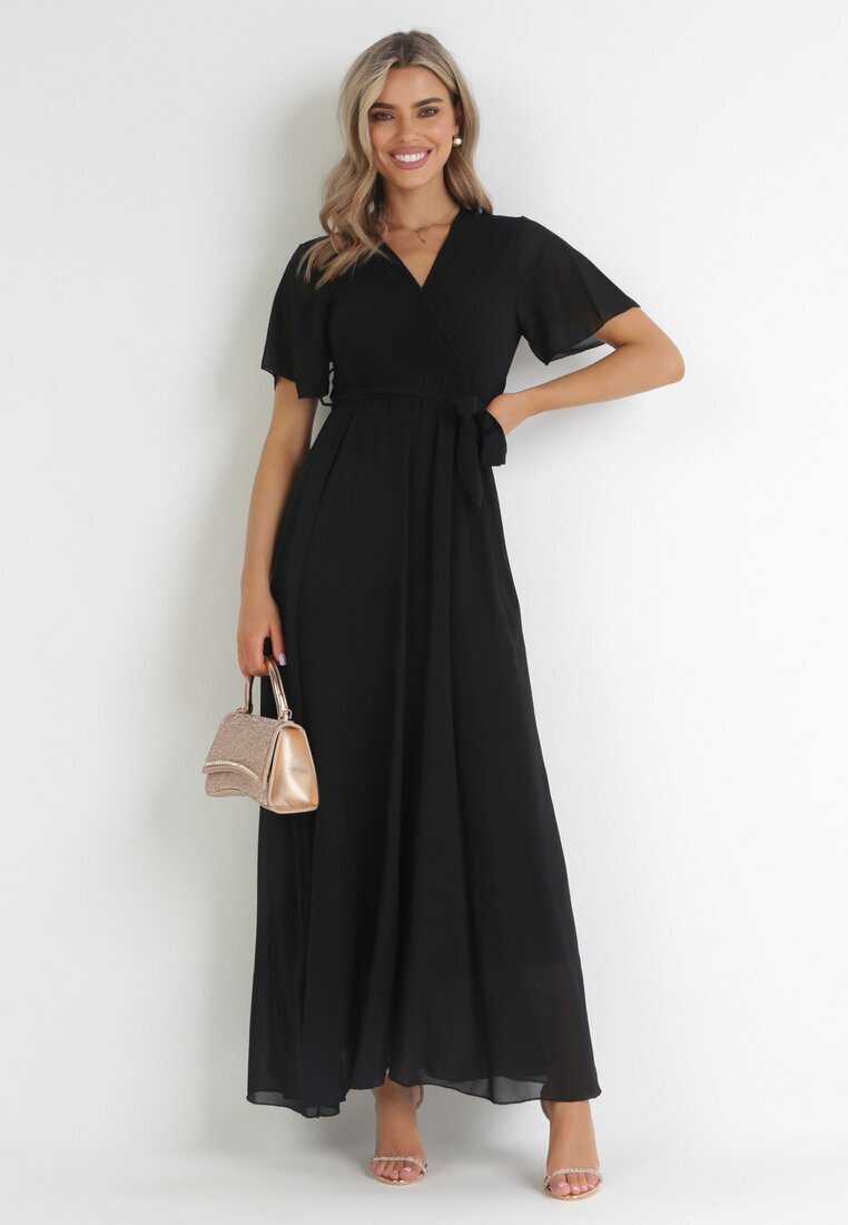 lily rose Rochie Neagră tip plic cu elastic în talie și cu partea de sus plisată Davitri