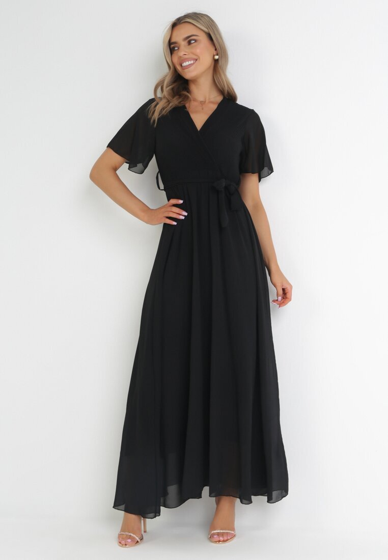 lily rose Rochie Neagră tip plic cu elastic în talie și cu partea de sus plisată Davitri