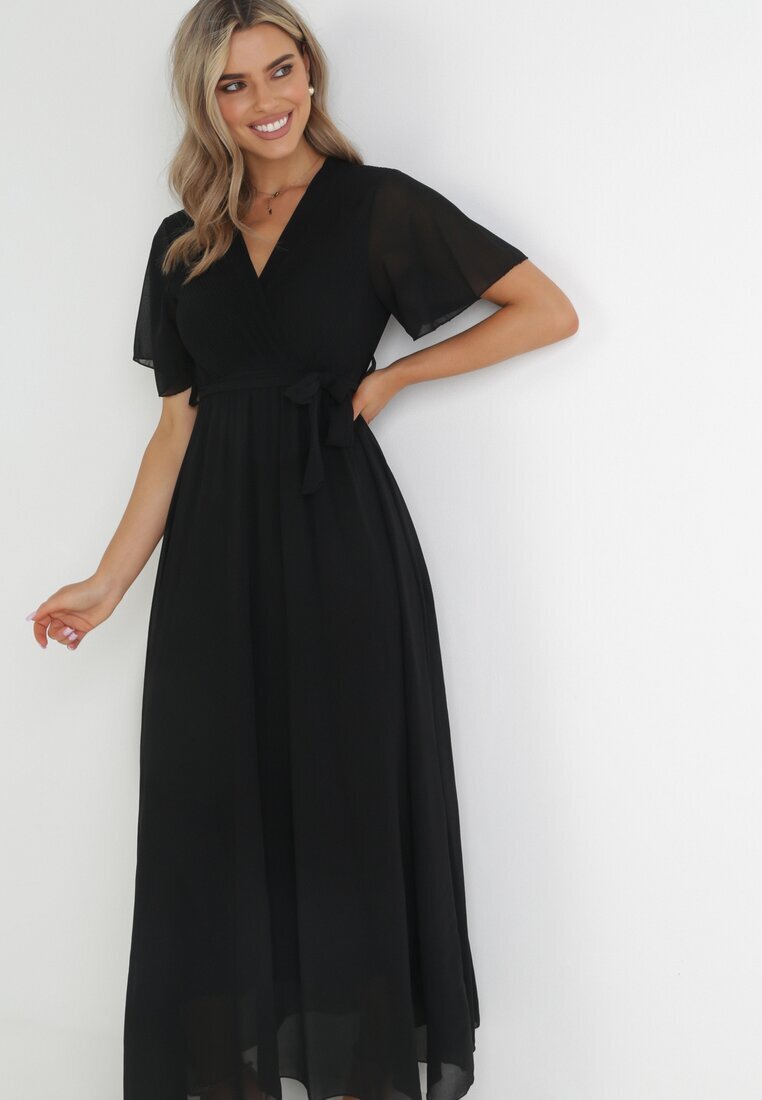 lily rose Rochie Neagră tip plic cu elastic în talie și cu partea de sus plisată Davitri