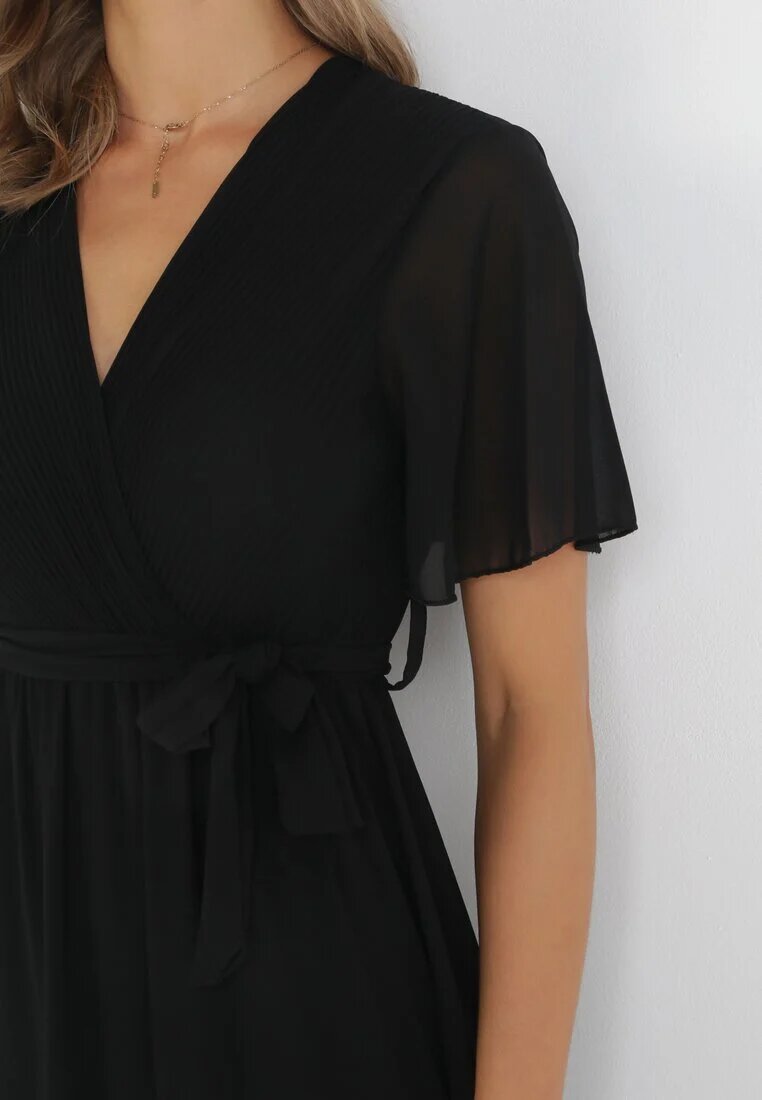 lily rose Rochie Neagră tip plic cu elastic în talie și cu partea de sus plisată Davitri