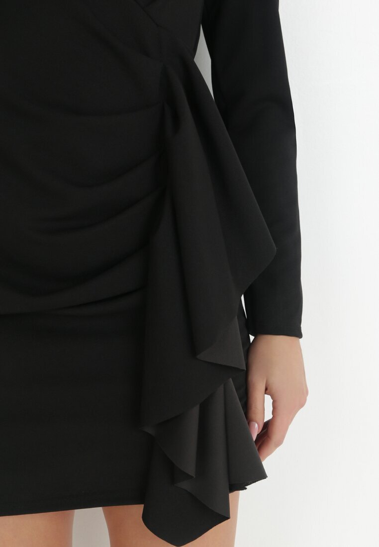 lily rose Rochie Neagră Tip plic cu Volane Kissoc