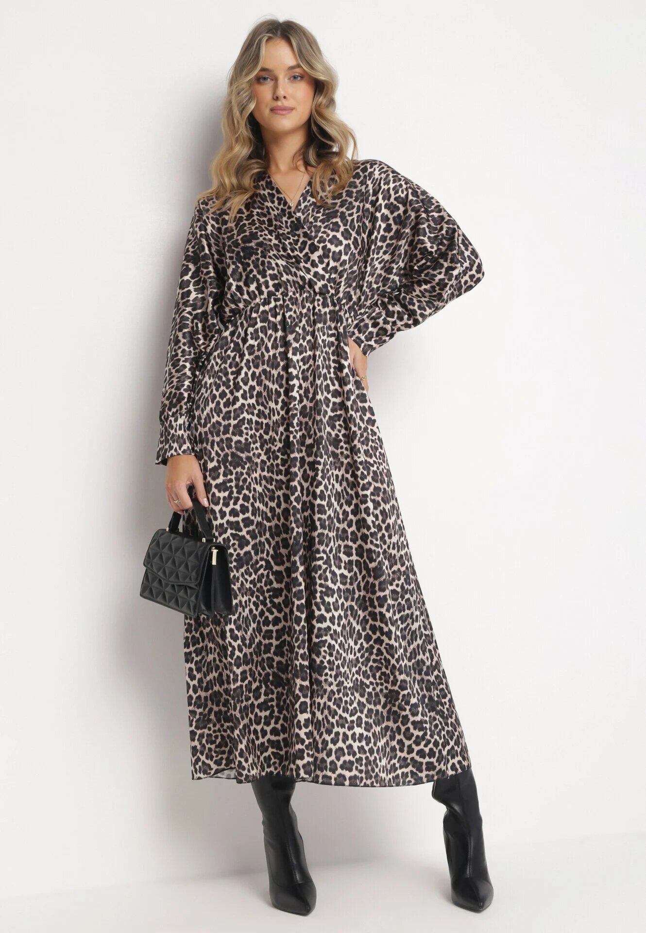 lily rose Rochie Negru-Bej Cloș cu elastic în talie Melpomene