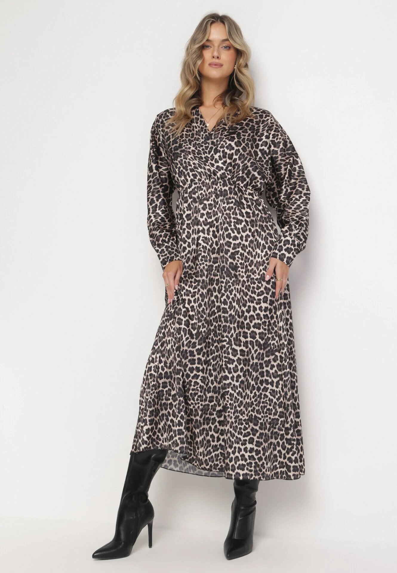lily rose Rochie Negru-Bej Cloș cu elastic în talie Melpomene