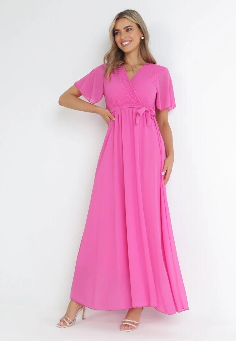lily rose Rochie Petrecută Fucsia cu elastic în talie și cu partea de sus plisată Davitri