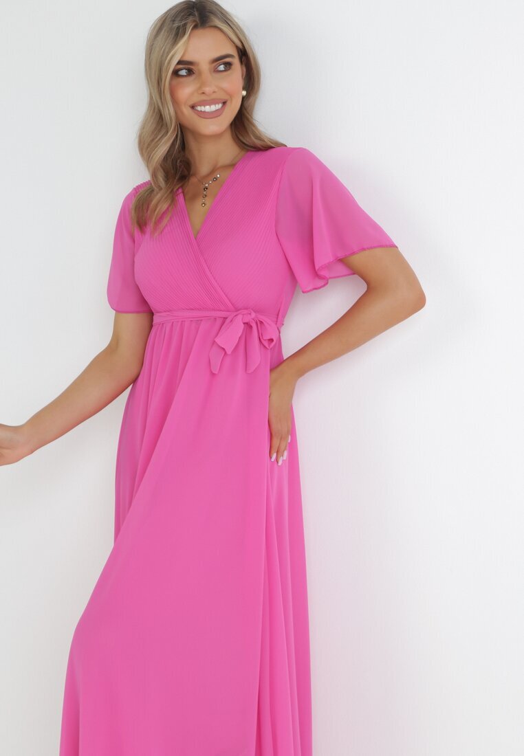 lily rose Rochie Petrecută Fucsia cu elastic în talie și cu partea de sus plisată Davitri