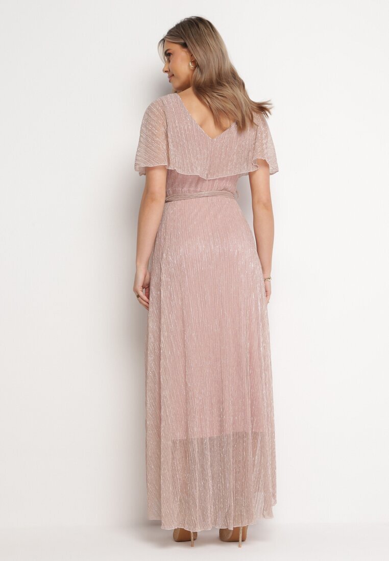 lily rose Rochie Roz închis Evazată Maxi cu elastic în talie și fir metalic Yura