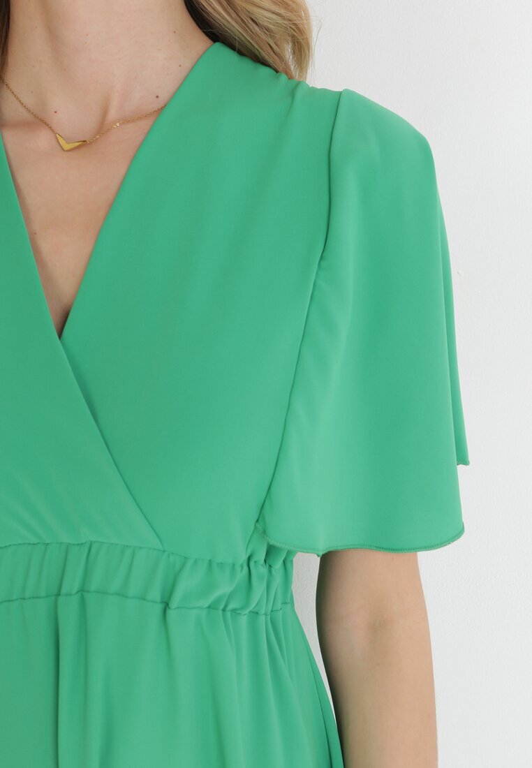 lily rose Rochie Verde Cloș Midi cu Decolteu petrecut și Elastic în Talie Muntani