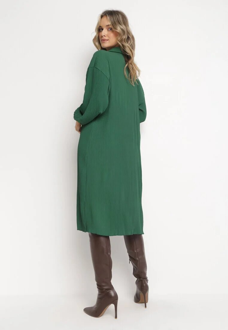 lily rose Rochie Verde închis Tip cămașă Midi din material plisat cu nasturi Safira