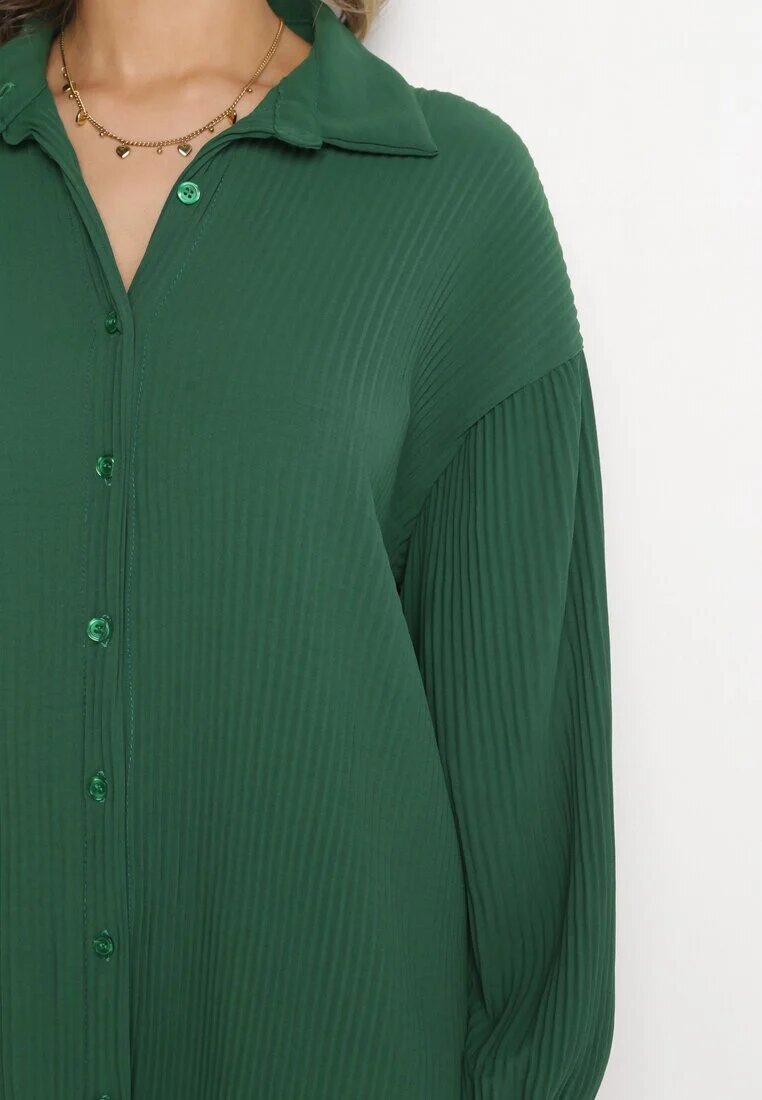 lily rose Rochie Verde închis Tip cămașă Midi din material plisat cu nasturi Safira