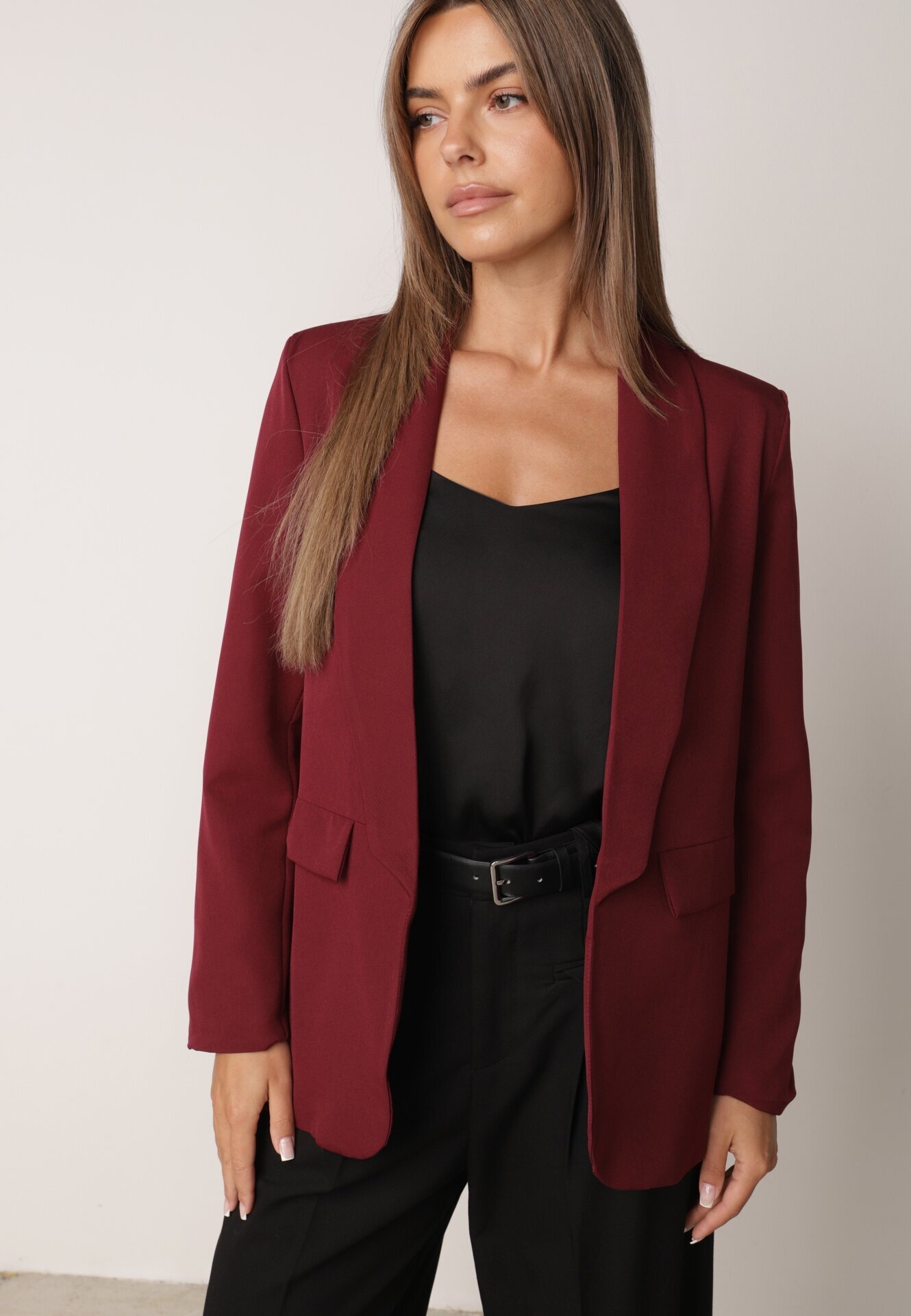 lily rose Sacou Clasic Bordeaux Fără Închidere cu Căptușeală Leopard și Imitație de Buzunare Torinna