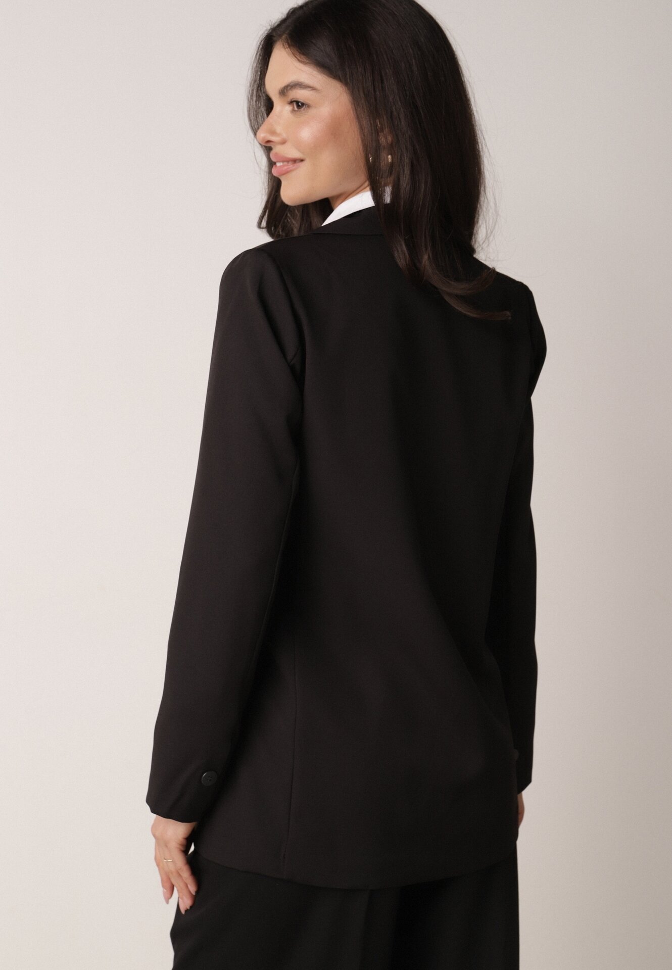 lily rose Sacou Negru Dublu-rând cu croi tip cutie cu imitație de buzunare