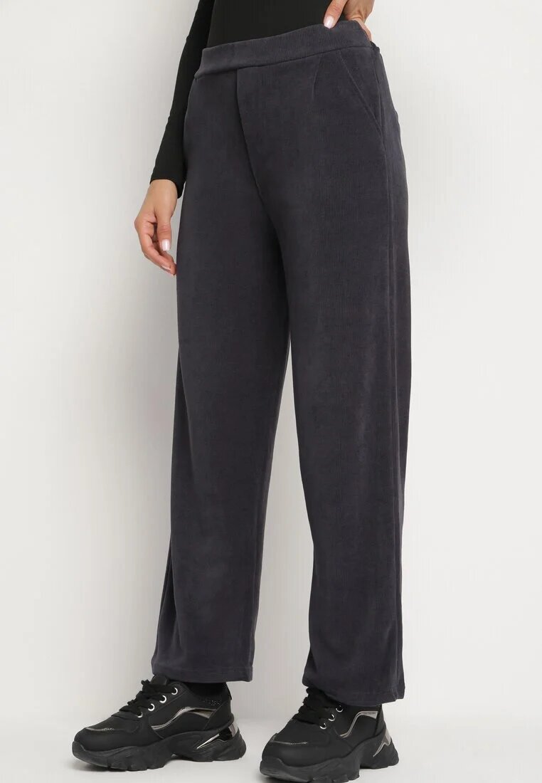 little supermodel Pantaloni bleumarin cu craci largi și imitație de buzunare Iridema