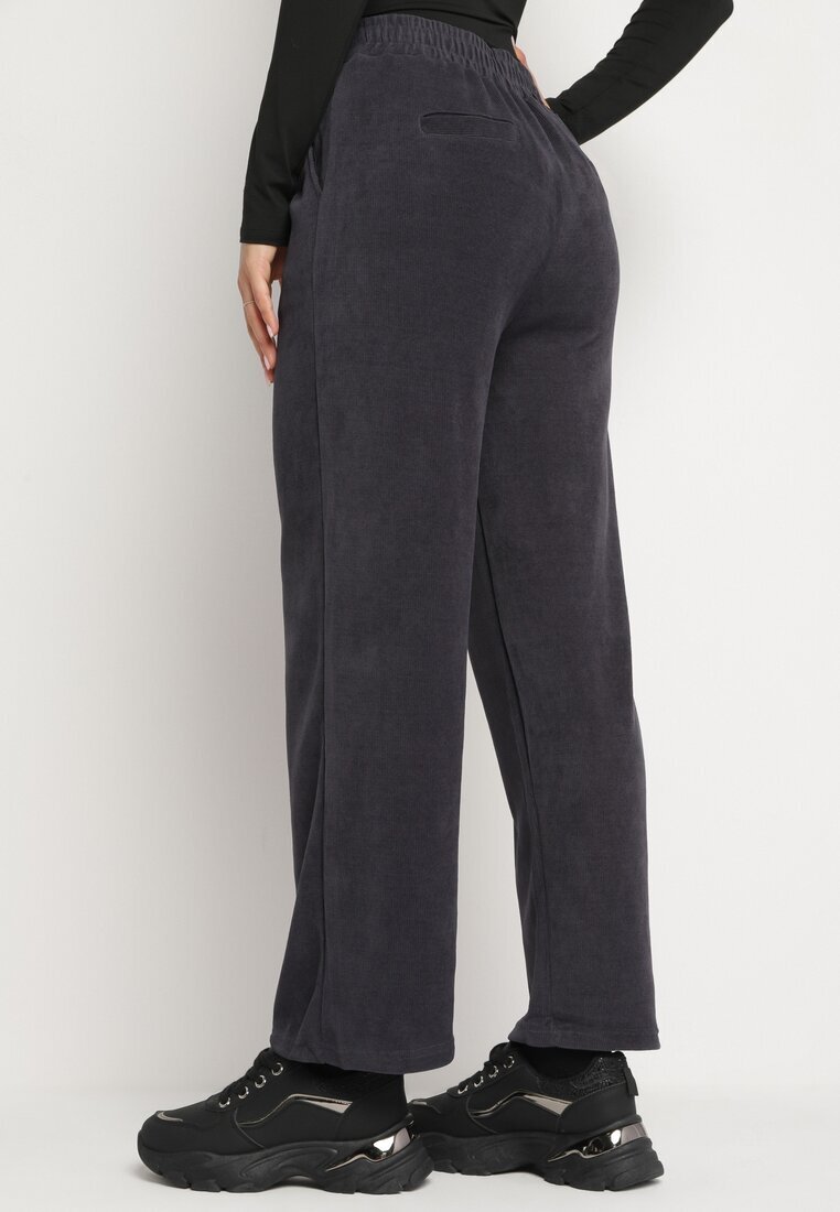 little supermodel Pantaloni bleumarin cu craci largi și imitație de buzunare Iridema