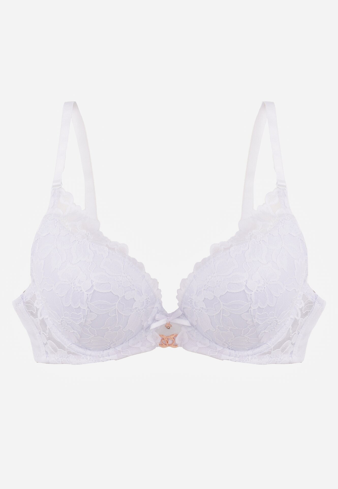 love magnolia Sutien Alb cu Dantelă Decorativă și Decorațiune Metalică Terzedi