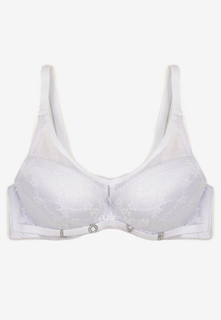 love magnolia Sutien Alb cu Decorațiuni din Dantelă și Bretele Detașabile Renarra