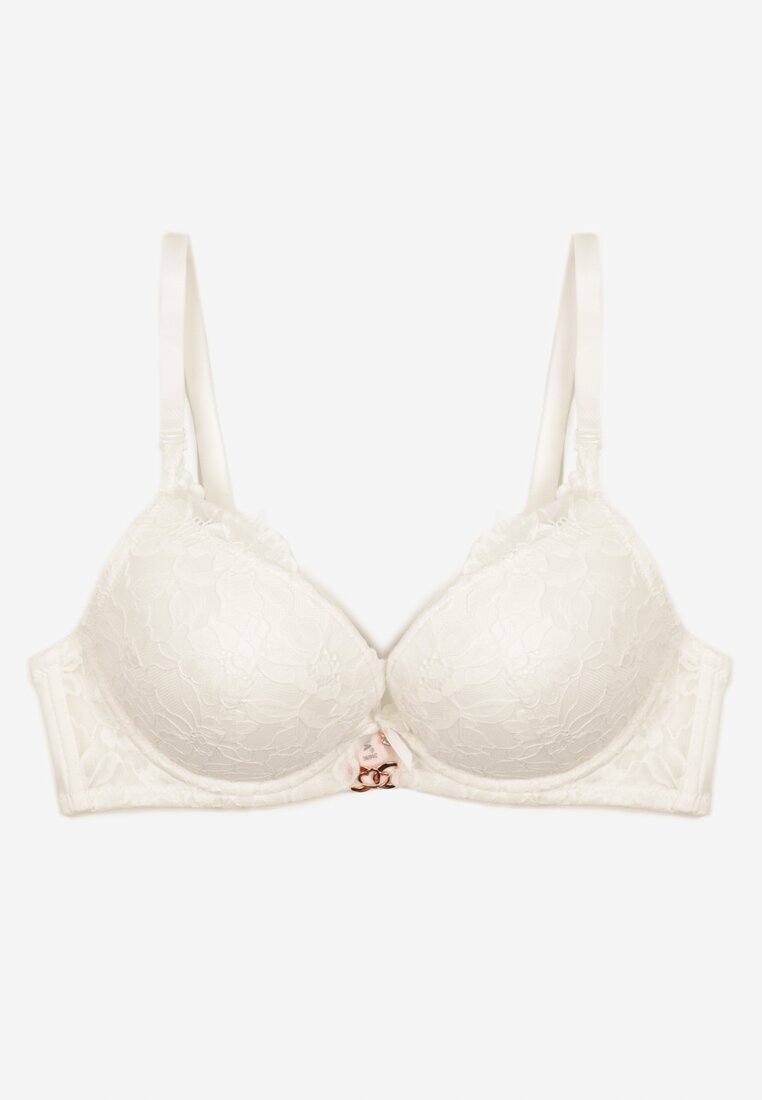 love magnolia Sutien Bej cu Dantelă Decorativă și Ornament Metalic Terzedi