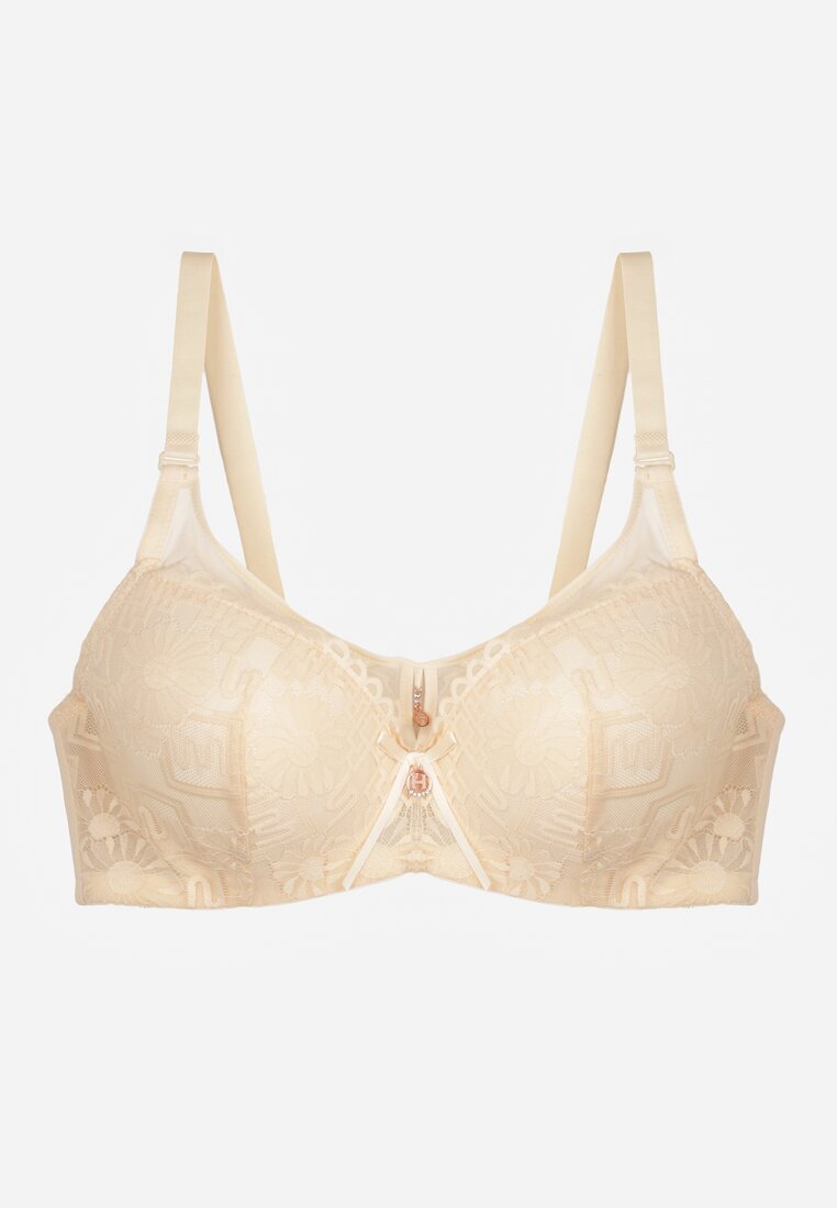 love magnolia Sutien Bej cu Dantelă și Inserție Transparentă Heliphine