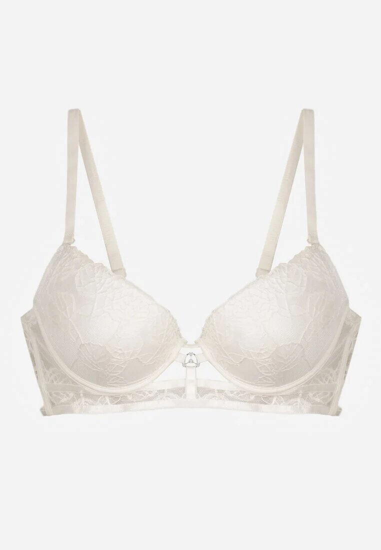 love magnolia Sutien Bej deschis Clasic Decorat cu dantelă și aplicație Metheis
