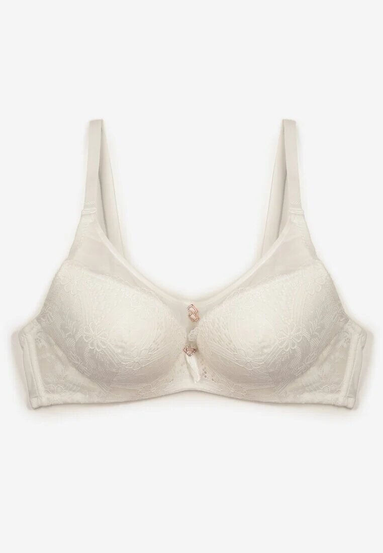 love magnolia Sutien Bej deschis Full Cup cu Dantelă și Catarame Metalice cu Zirconii Cindella