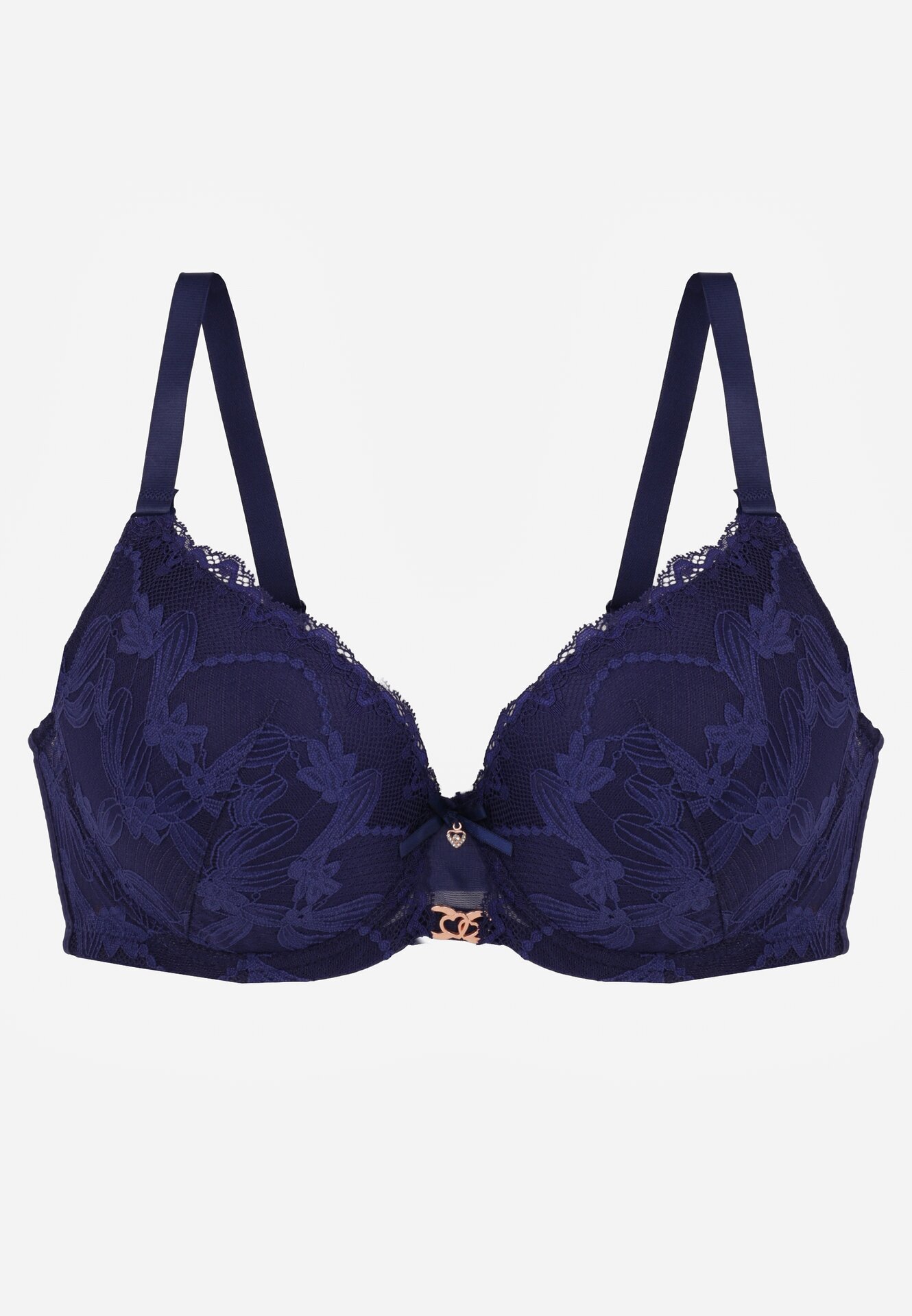 love magnolia Sutien Bleumarin cu Dantelă și Ornament Metalic Valzedia