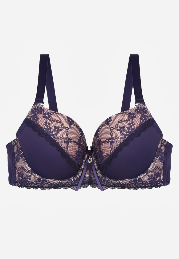 love magnolia Sutien bleumarin Decorat cu Zirconii și Dantelă Corraella