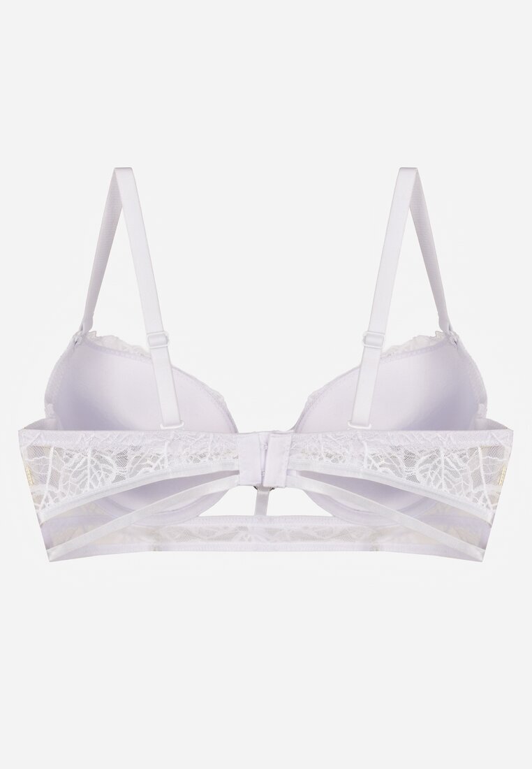 love magnolia Sutien Clasic Alb Decorat cu Dantelă și Aplicație Metheis