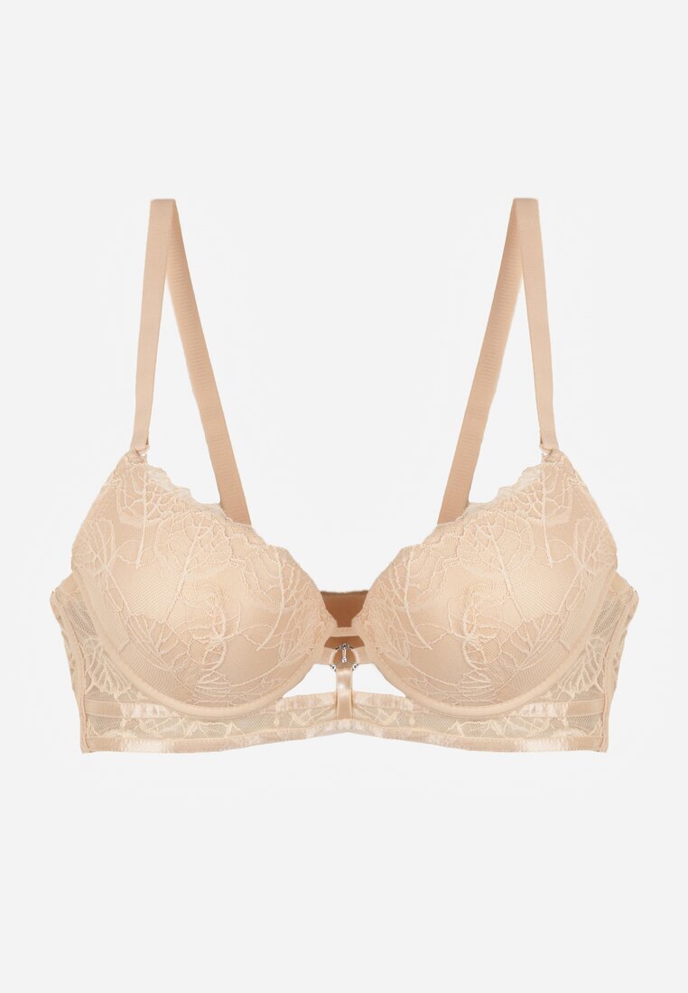 love magnolia Sutien Clasic Bej Decorat cu Dantelă și Aplicație Metheis