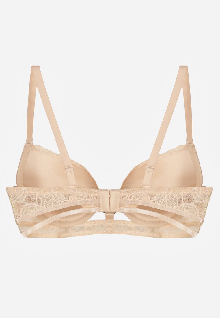 love magnolia Sutien Clasic Bej Decorat cu Dantelă și Aplicație Metheis