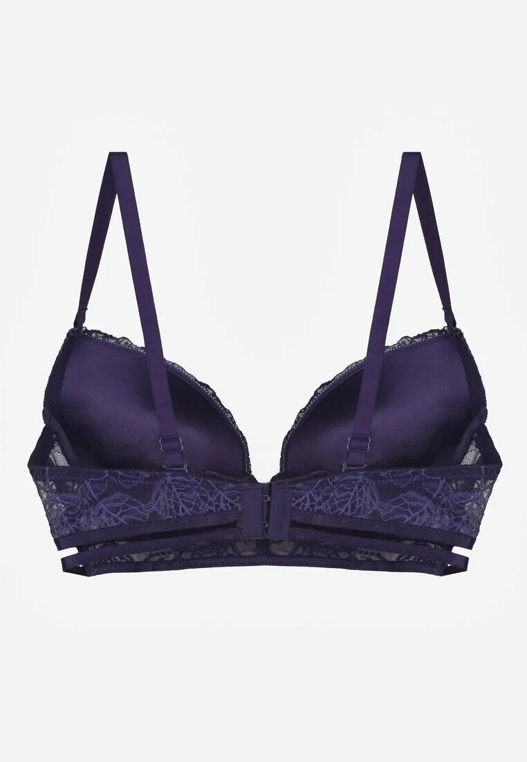 love magnolia Sutien clasic bleu-marin și roz decorat cu dantelă și aplicație Metheis