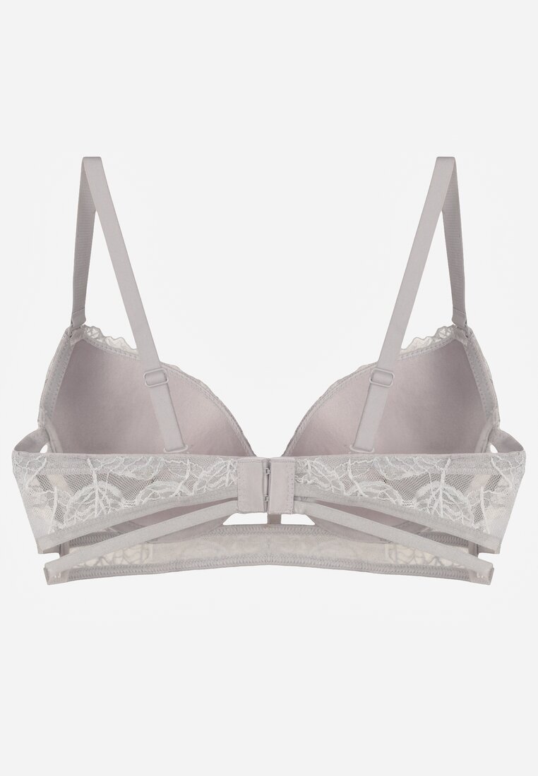 love magnolia Sutien Clasic Gri-Roz Decorat cu Dantelă și Aplicație Metheis