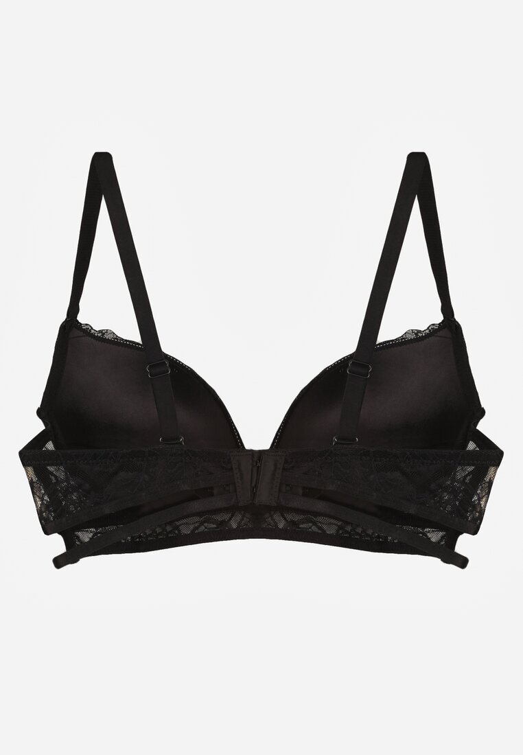 love magnolia Sutien Clasic Negru-Bej Decorat cu Dantelă și Aplicație Metheis