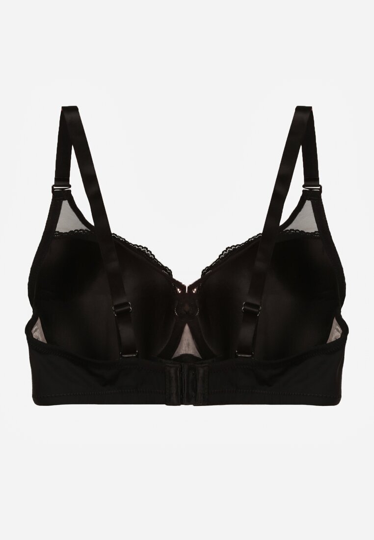 love magnolia Sutien dantelat negru-bej decorat cu o inimă cu zirconii Galirope