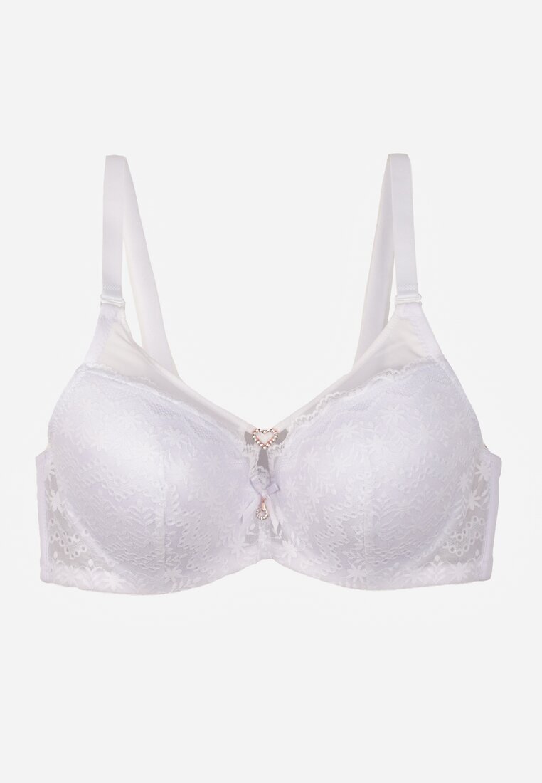 love magnolia Sutien din dantelă albă împodobit cu o inimă din zirconiu Galirope